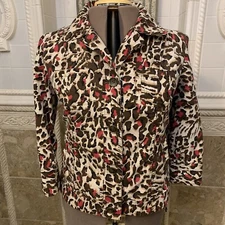 Charter Club.  Size L.  Cotton Blend. 3/4 Sleeve Jacket.  Button. Pockets. B97.