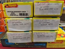 H O Roundhouse  O.t. overton pass. cars D&RGW (6) pullman green &gold assembled