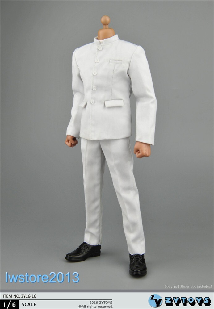 ZYTOYS 1/6 ZY16-16 White Suit Pants Shoes Clothes Fit 12in Male HT