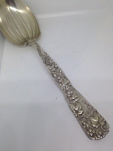 Tiffany & Co. VINE Sterling Silver LARGE RIBBED SERVING SPOON - Monogram 9-1/8"