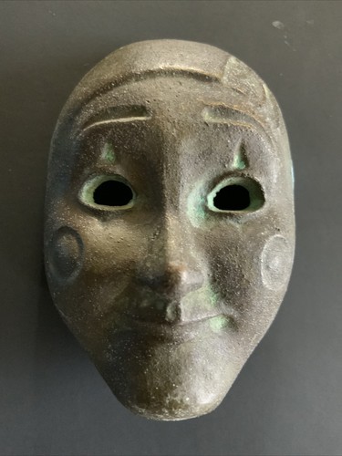 Miniature Vintage Brass Clown Acting Harlequin Mask 3” - 第 1/4 張圖片