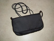 MAGID Small Black Beaded Satin Crossbody Bag/Clutch/Purse*Vintage*Made In Macau*