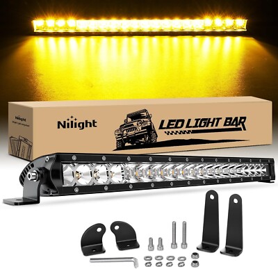 Nilight 21 Inch Amber Single Row Led Light Bar Super Slim 100W Combo Light Bars
