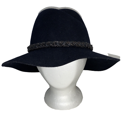 C.C. Exclusives 100% Wool Hat Wide Floppy Brim Navy Blue  display picture 2