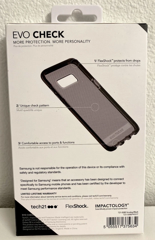 Galaxy S8 phone cover-Tech 21 Evocheck, Ultra Light, 3 Layer Protection  NIB - Image 2 of 4
