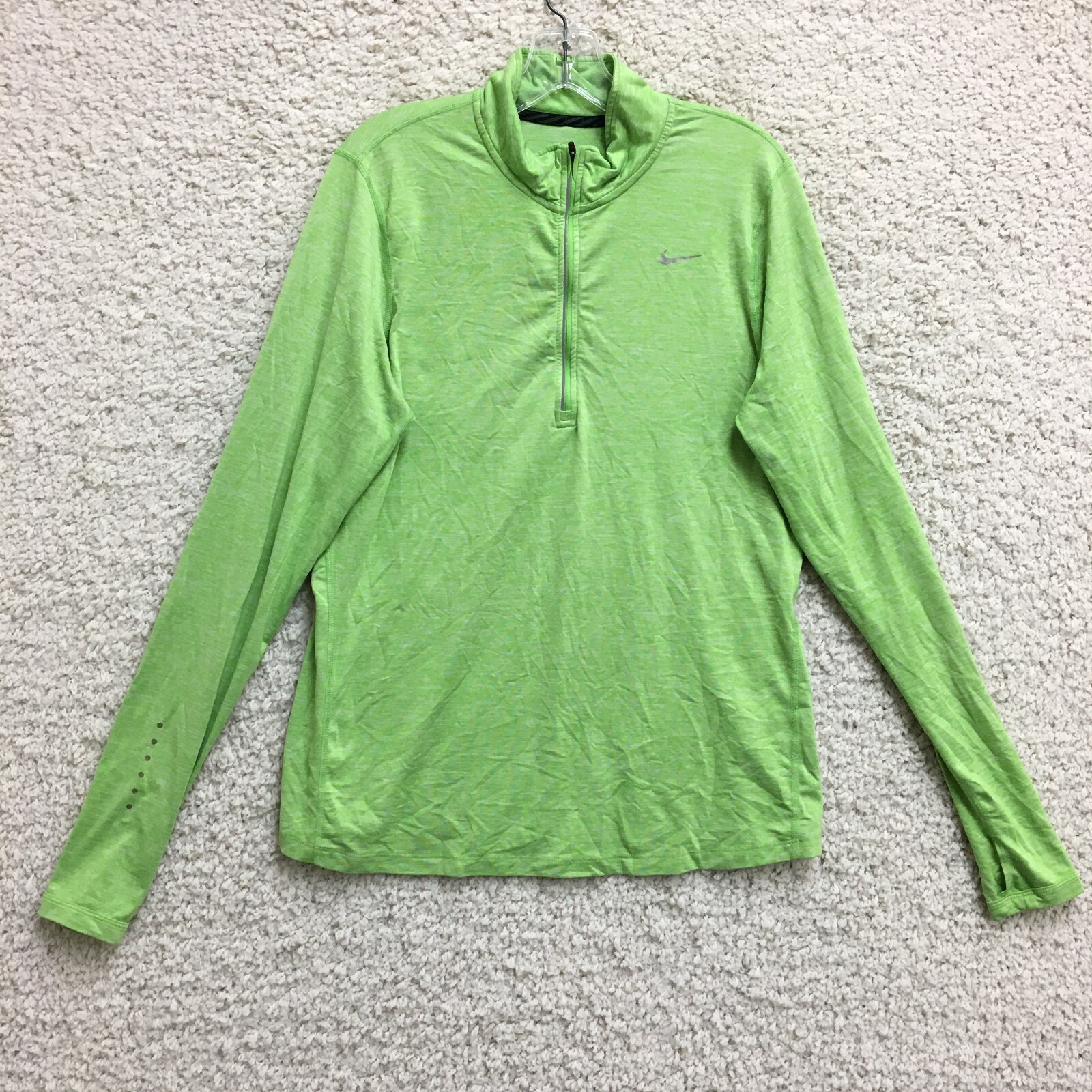 Nike Sweater Large Adult Green Dri Fit 1/4 Zip Pullover Stretch Casual Womens L