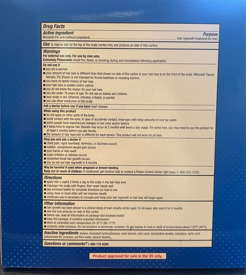 Kirkland Minoxidil 5% Foam Men Hair Regrowth Treatment  SEALED 6 MONTHS 1-2027+ - Image 2 of 4