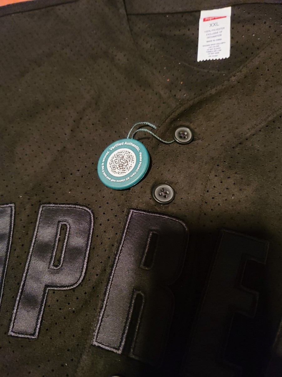 Supreme Ultrasuede Mesh Baseball Jersey Top Black Size 2XL Supreme Ultrasuede Mesh Baseball Jersey Top Black Size 2XL