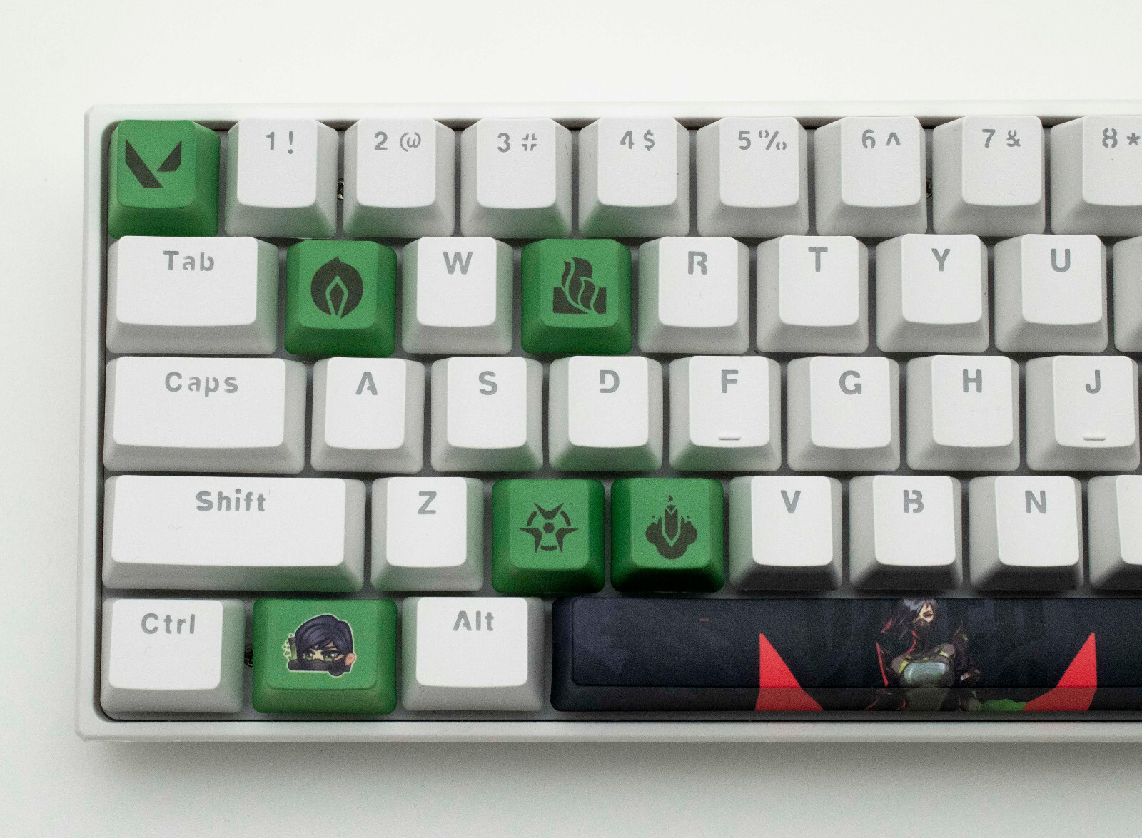 Keycaps Valorant Viper en PBT OEM avec 10 touches vertes pour clavier mécanique