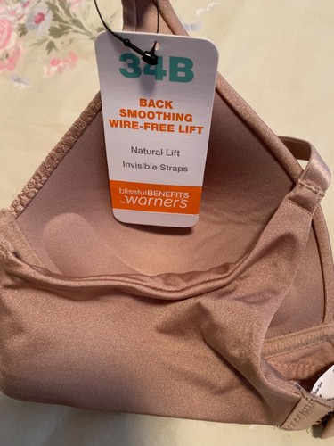 Warners W4013 Blissful Benefits 34B Wire Free White or Beige Bra NWT - Picture 6 of 8