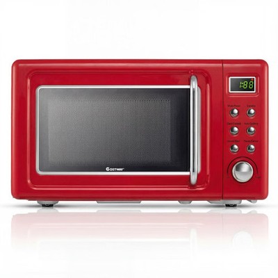 Costway 700W Retro Countertop Microwave Oven with 5 Micro Power and Auto Cooking