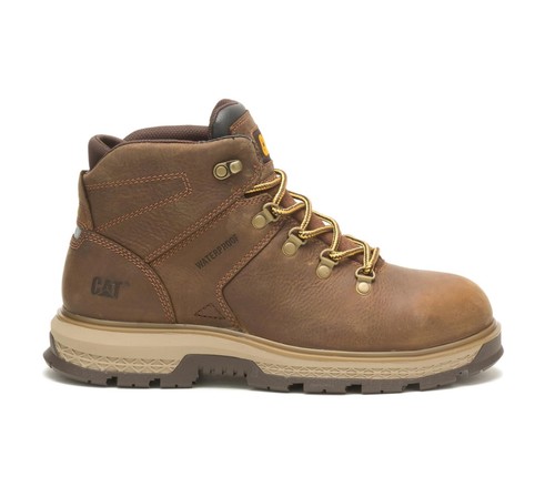 Caterpillar Soft Toe Exposition Hiker Waterproof Brown Leather Work Boots Sz 11m - Picture 2 of 18