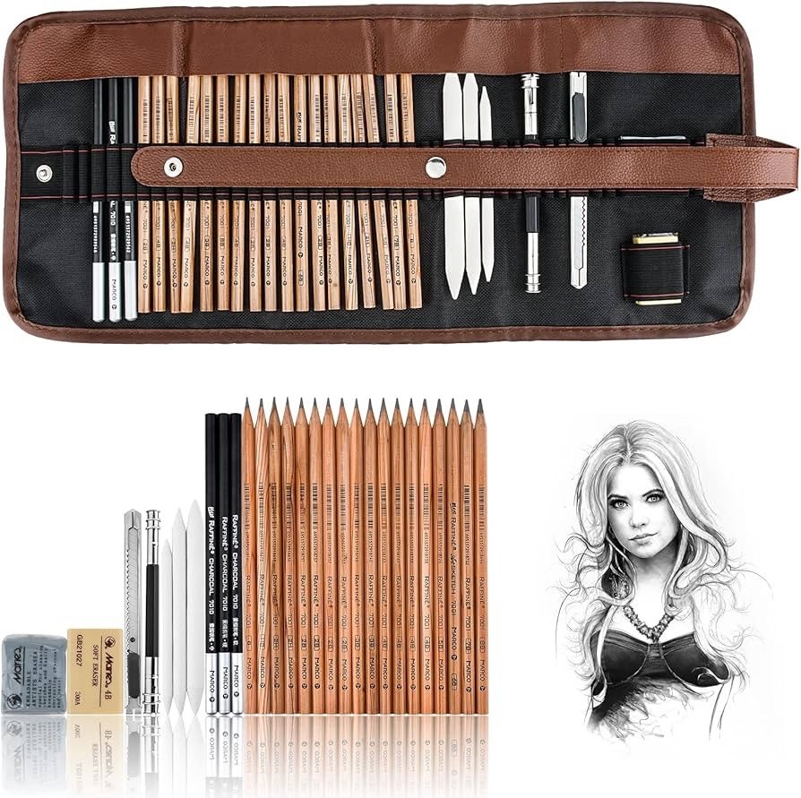 Set Art Supplies Sketch Pencils Kit For Kids Adults 29pcs
