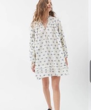 Urban Outfitters Dress Jai Embroidered Womens Babydoll Mini Blue Floral S UO