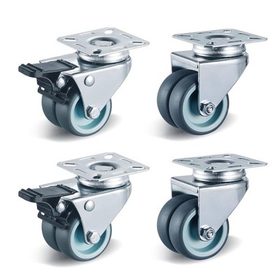 Doppelrollen Lenkrollen 50mm mit Bremse 400kg 360° Drehbar Möbelrollen