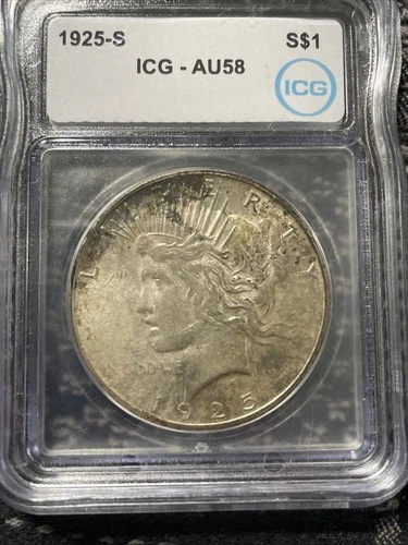 1925 S Peace Dollar AU 58 ICG