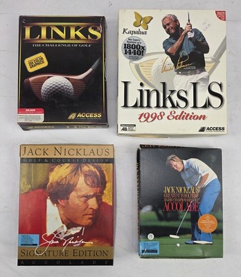 Vintage Golf Software Links & Jack Nicklaus BIG BOX Game Lot Floppy Disks & CD