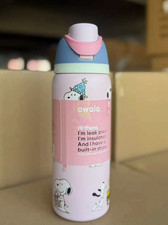 New Pink Snoopy Water Bottle Owala 32oz Stainless Steel Exclusive Edition 2026