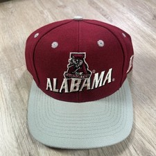 VTG Alabama Crimson Tide Snapback Hat College Logo Athletic Red Gray Wool Cap