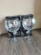 2x Brand New Boxed Hendricks Gin Stemmed Diamond Balloon Glasses Elegant glass