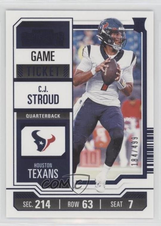 2023 Panini Contenders Blue Game Ticket 184/499 CJ Stroud #40 02g8