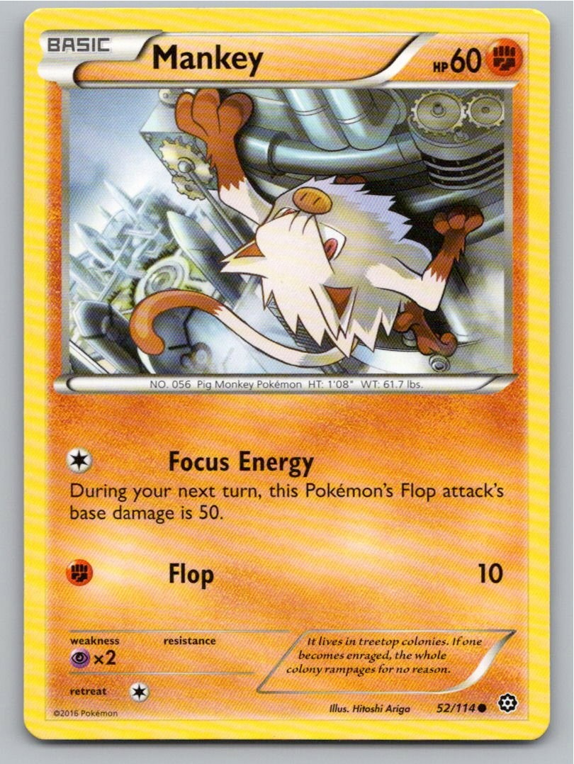 2016 POKEMON MANKEY STEAM SIEGE 52/114 COMMON NM A49458 FREE S&H