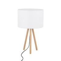 Tischleuchte Tischlampe Dreibein Holz Stoff 46 Cm Klein Natur Skandinavisch E27