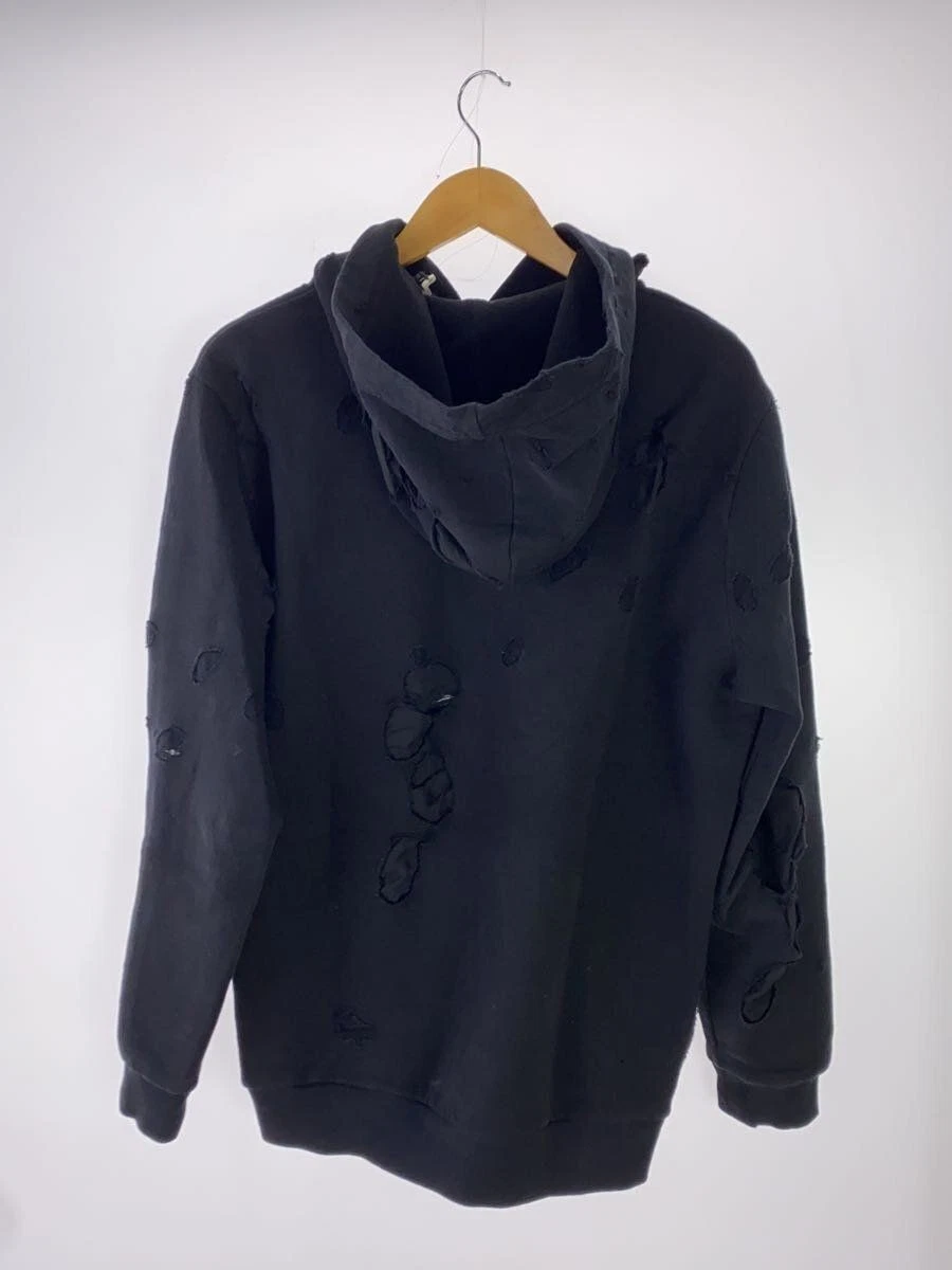 GIVENCHY Felpa con Cappuccio 18SS Destroyed Logo Pullover M Cotone Nero BM703A3Y0S Usata