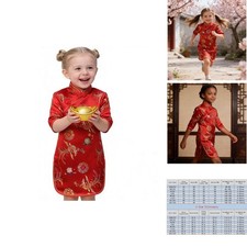 Dragon Qipao Half Sleeve Cheongsam Phoenix Size 12 Baby Girls Dress