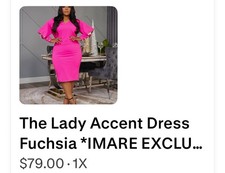 The Lady Accent Dress In Fuscia. Size 1X