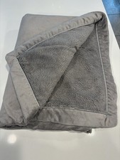 Restoration Hardware Throw Blanket Gray Reversible Plush/Faux Fur 45"x65"