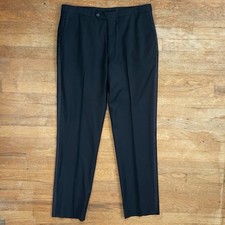 Jos A Bank Tuxedo Pants Size 35x32 Black Wool Satin Striped Formal Trousers