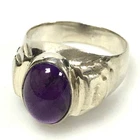 v301 Vintage Sterling Silver 925 Purple Gemstone Men's Ring Size 11