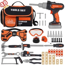 Kids Tool Set- 48PCS Toddler Tool Set Toys with Electronic Toy Drill, Tool Ba...