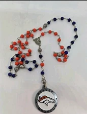 Denver Broncos Football Beaded Necklace Rosary 2004 Siskiyou Sports
