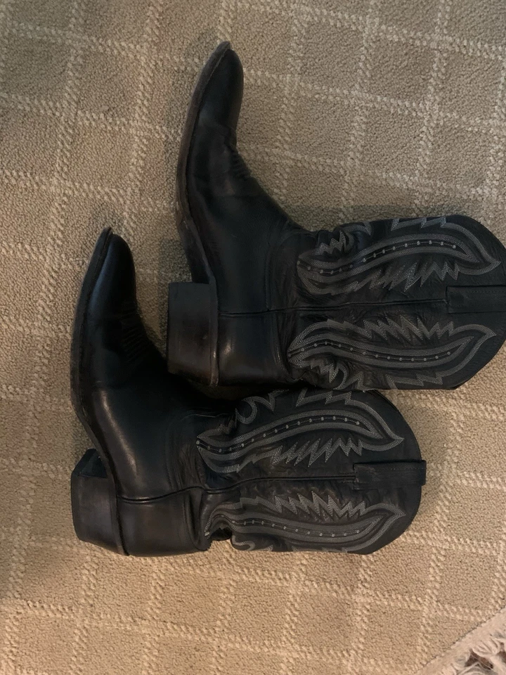 Botas vaqueras occidentales de cuero negro Lucchese 2000 de colección para hombre talla 10D T3010J4 Foto 2 de 4