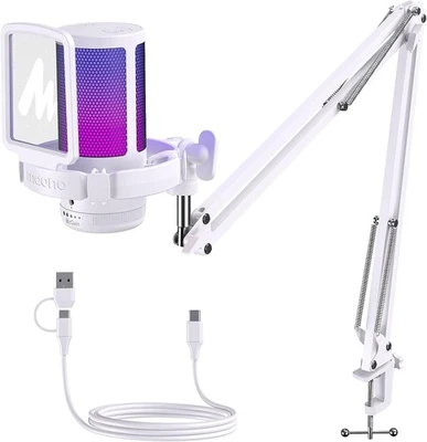 MAONO Gaming Mikrofon USB Microphone mit RGB-Licht, Geräuschunterdrückung DGM20S