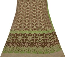 Sushila Vintage Brown Saree 100 Pure Cotton Printed 5 Yard Soft Craft Fabric