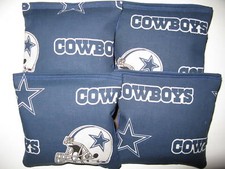 4 CORNHOLE BEANBAGS made w DALLAS COWBOYS Fabric ACA Reg Bags, Top Quality 