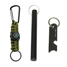 5" Ferrocerium Flint Fire Starter W/ Scraper, 7 Paracord Keychain w/ Carabiner