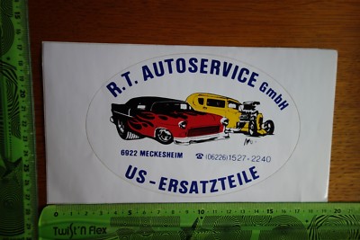 Alter Aufkleber Verkehr PKW LKW Krad US-Ersatzteile Meckesheim R.T. AUTOSERVICE