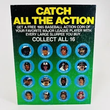 Vintage 1985 7-11 Slurpee MLB Coin Promotional 14x11" Cardboard Display Sign