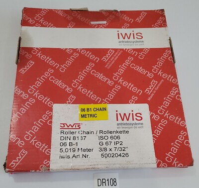 *NEW SEALED* IWIS 12B-1 Roller Chain Din 8187 ISO 606 3/8'' x 7/32'' + Warranty!