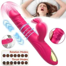 Thrusting Rotating Rabbit Vibrator Dildo G Spot Clit Massager Sex Toys for Women