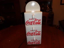 Coca Cola  3 Door White Cabinet With Porcelain Drawers 16 Inches Tall
