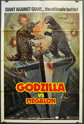 Godzilla Gegen Megalon 1973 Orig 27X41 1ST Freigabe NM Film Poster Katsuhiko