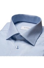NWT Eton Slim Fit Check Stretch Shirt Pastel Blue US 15.5/EU39 MSRP  340
