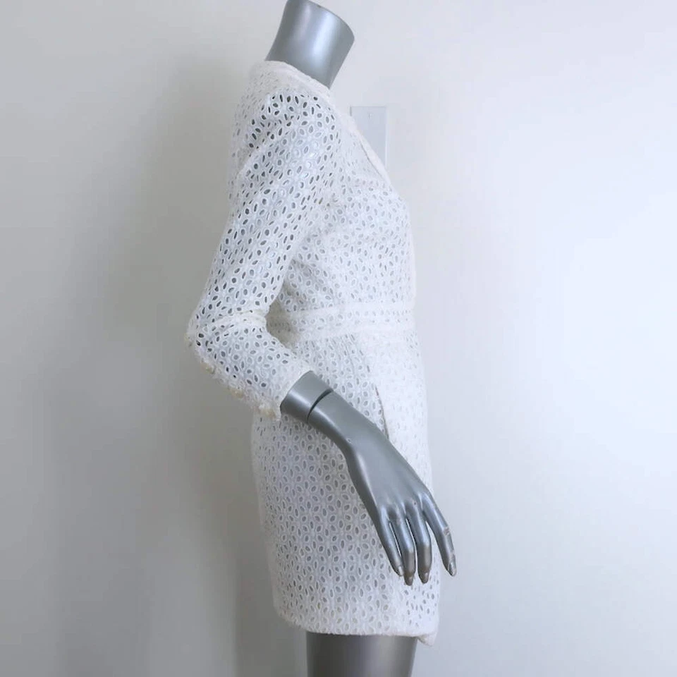 See by Chloe Eyelet-Embroidered Mini Dress White Cotton Size US 4 - Image 4 of 4