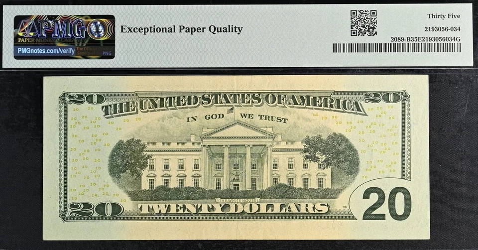 2004 $20 Federal Reserve Note PMG 35EPQ wanted low serial number 746 Fr 2089-B - Image 3 of 3