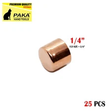 100 pcs 1/4" COPPER CAP COPPER PIPE END CAP (FITS 3/8" OD COPPER PIPE)